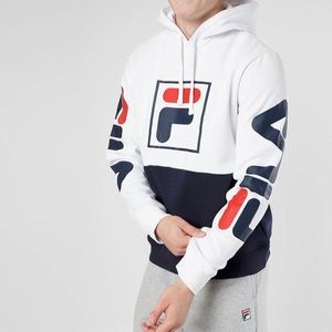 FILA split bl/wh w logo & sleeve logo hoodie